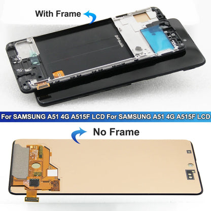Pantalla Super AMOLED A51 con huella dactilar, reemplazo del digitalizador de pantalla táctil de pantalla Lcd para Samsung Galaxy A51 A515 A515F