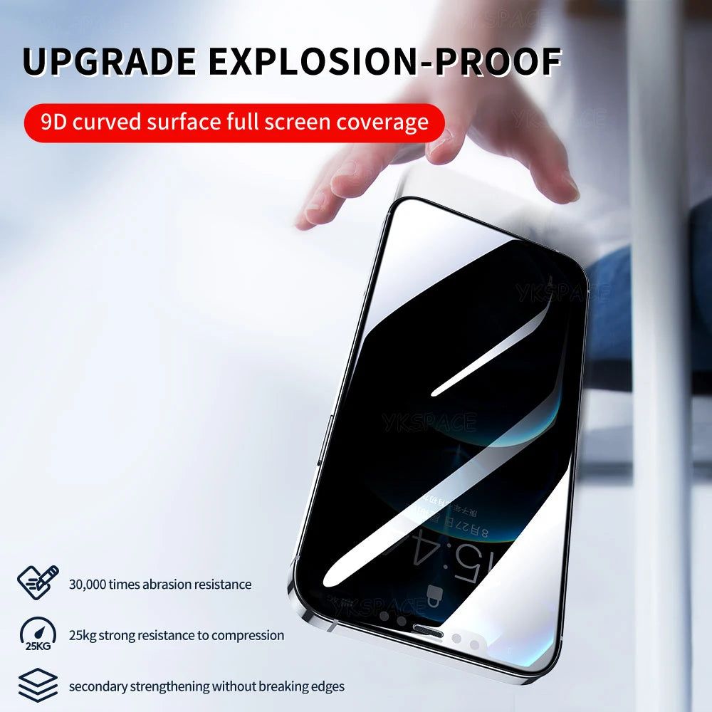 Protector de pantalla de privacidad de 360 ​​grados para iPhone 15 14 Plus 13 mini 12 11 Pro X XS MAX XR vidrio templado antideslumbrante espía 9H